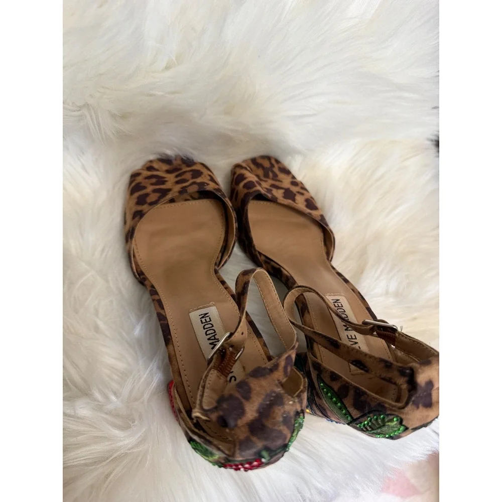 Steve Madden - Leopard Print Heels with Appliques Tattoo Rockabilly Style 7.5 - Picture 8 of 9
